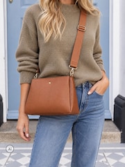 Novo Brown Alice Multi Pocket Cross-Body Bag - Image 1 of 4