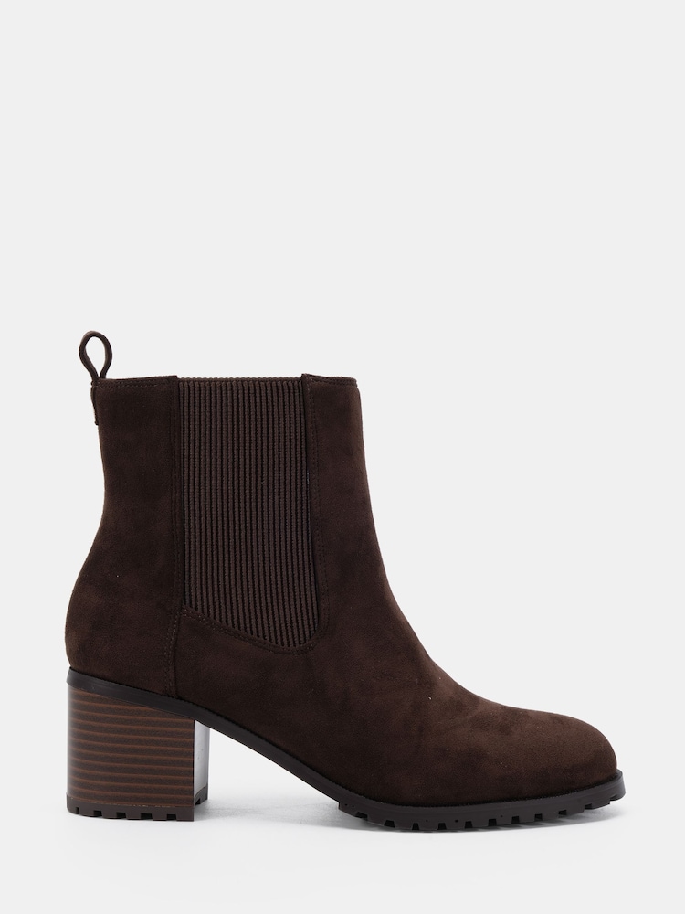 Novo Brown Regular Fit Jessica Cleated Block Heel Chelsea Ankle Boots - Image 2 of 6 Novo Brown Regular Fit Jessica Cleated Block Heel Chelsea Ankle Boots - Image 2 of 6