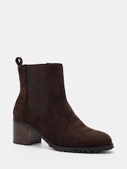 Novo Brown Regular Fit Jessica Cleated Block Heel Chelsea Ankle Boots - Image 3 of 6