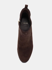 Novo Brown Regular Fit Jessica Cleated Block Heel Chelsea Ankle Boots - Image 6 of 6