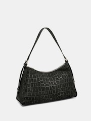 Novo Black Amanda Faux Croc Suede Shoulder Bag - Image 2 of 4