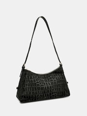 Novo Black Amanda Faux Croc Suede Shoulder Bag - Image 4 of 4