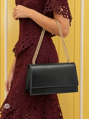 Novo Black Amber Chain Detail Structured Shoulder Bag - Image 1 of 4