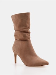 Novo Natural Dante Ruched Point Mid Calf Stiletto Boots - Image 3 of 5
