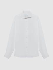Reiss White Rex Linen Cutaway Collar Shirt - Image 2 of 5