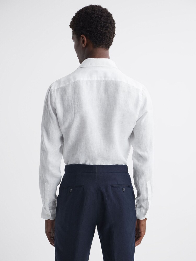 Reiss White Rex Linen Cutaway Collar Shirt - Image 5 of 5