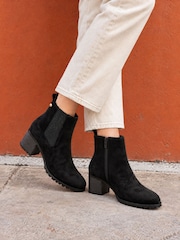 Novo Black Regular Fit Jessica Cleated Block Heel Chelsea Ankle Boots - Image 1 of 6