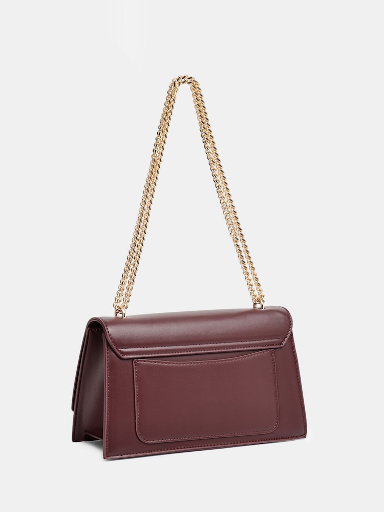 Novo Red Amber Chain Detail Structured Shoulder Bag - Image 4 of 4 Novo Red Amber Chain Detail Structured Shoulder Bag - Image 4 of 4