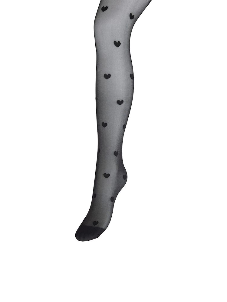 JJXX Black Heart Printed Tights - Image 1 of 3 JJXX Black Heart Printed Tights - Image 1 of 3