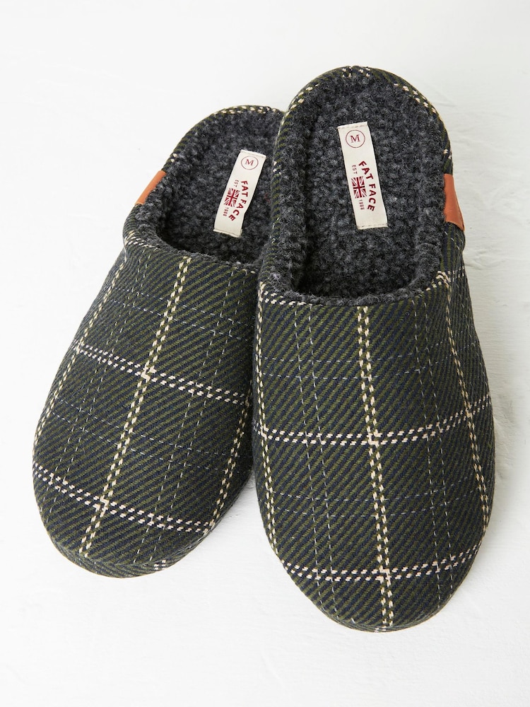 FatFace Green Jamieson Check Slippers - Image 2 of 3