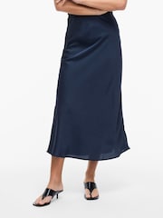 VILA Blue Midi Slip Skirt - Image 1 of 4