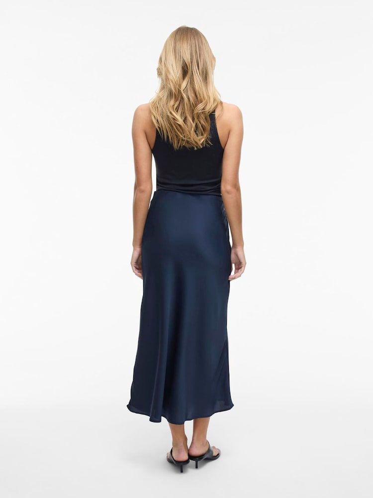 VILA Blue Midi Slip Skirt - Image 4 of 4 VILA Blue Midi Slip Skirt - Image 4 of 4