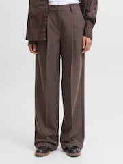 JJXX Brown Wide Leg Pinstripe Tailered Trousers - Image 1 of 7