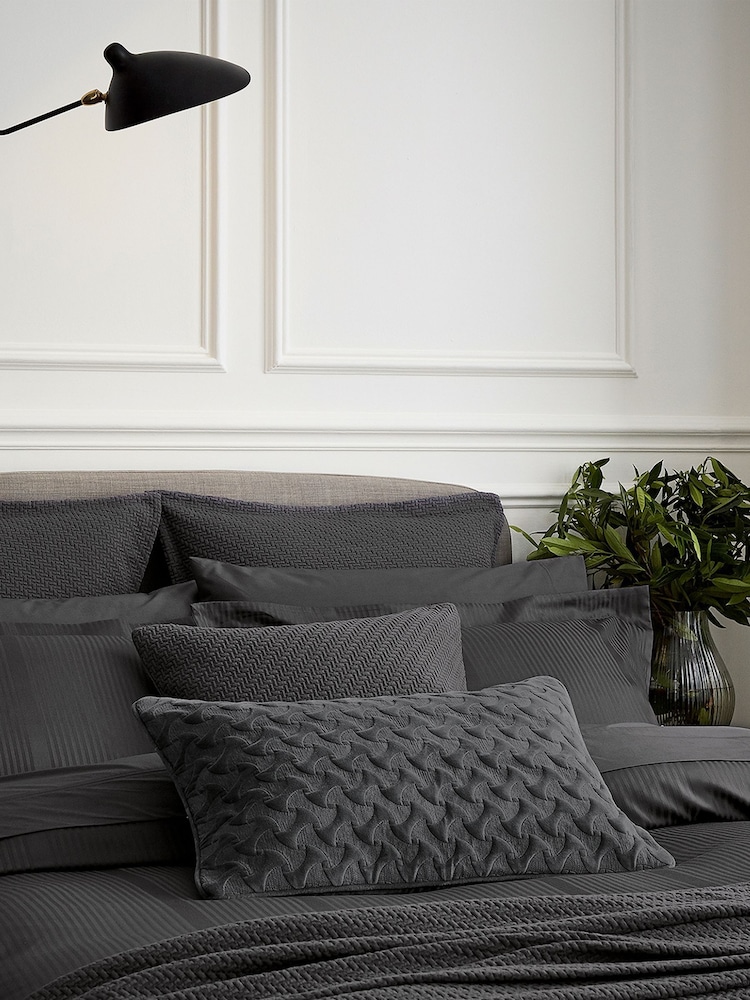 Bedeck of Belfast Charcoal Grey 100% Cotton Velvet Mansa Cushion - Image 1 of 6
