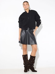 NOISY MAY Black Coated Flared Mini Skirt - Image 11 of 12