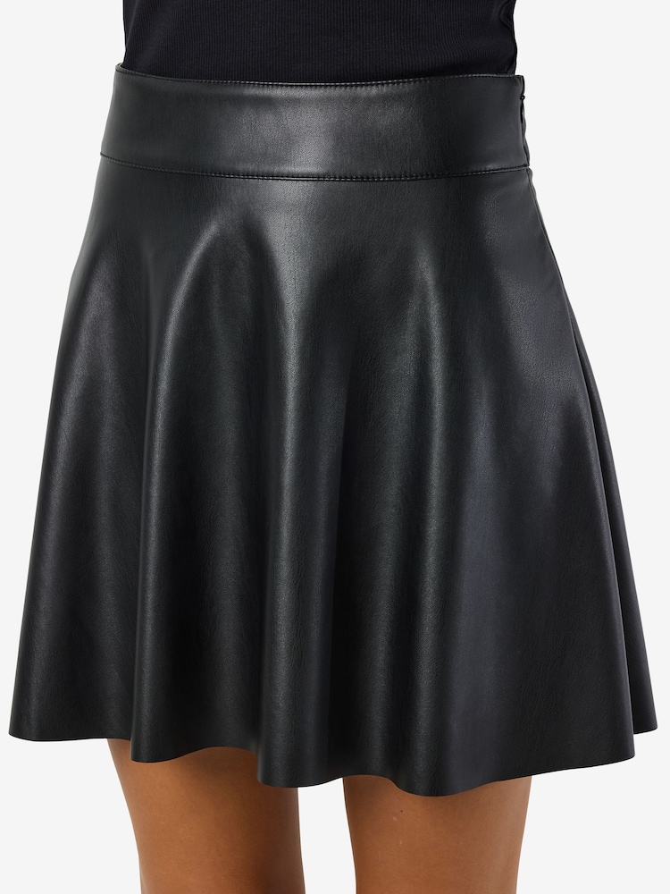 NOISY MAY Black Coated Flared Mini Skirt - Image 2 of 12 NOISY MAY Black Coated Flared Mini Skirt - Image 2 of 12