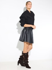 NOISY MAY Black Coated Flared Mini Skirt - Image 6 of 12