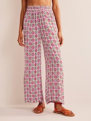 Boden Pink Crinkle Wide Leg Trousers - Image 1 of 1