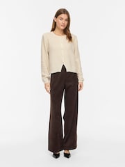 VILA Birch/Cream Knitted Button Jacket - Image 1 of 6