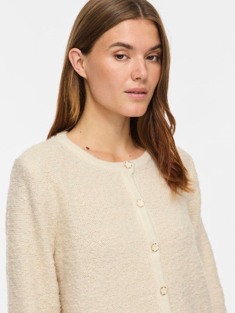 VILA Birch/Cream Knitted Button Jacket - Image 2 of 6