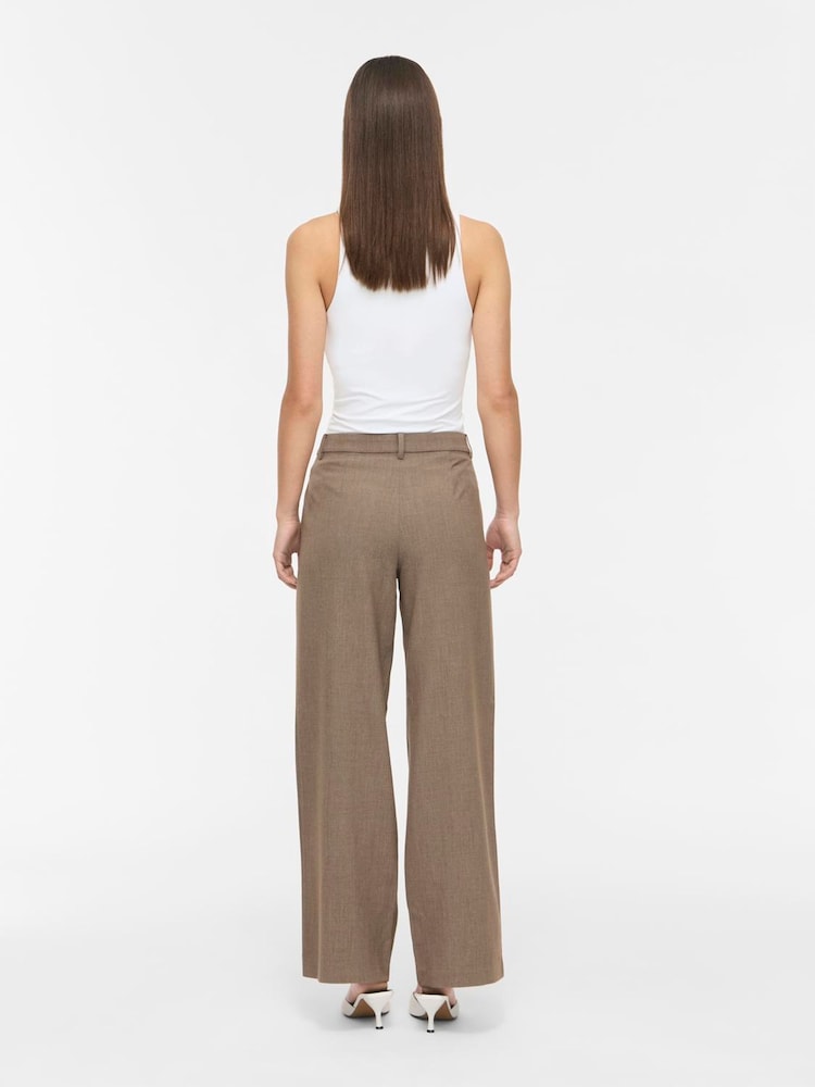 VILA Brown Wide Leg Tailored Trousers - Image 2 of 3 VILA Brown Wide Leg Tailored Trousers - Image 2 of 3
