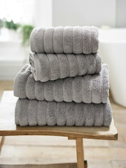 The Lyndon Company Grey Ribbleton 100% Cotton Plush Ribbed Towel - Image 1 of 2
