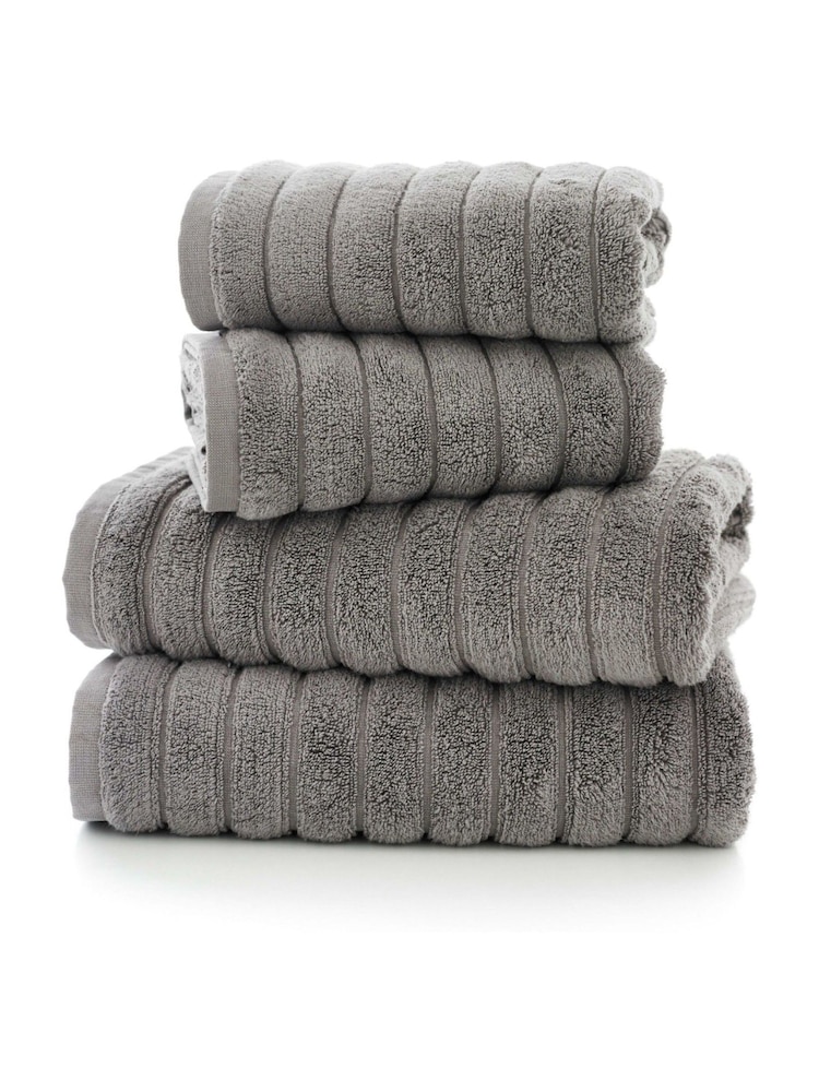 The Lyndon Company Grey Ribbleton 100% Cotton Plush Ribbed Towel - Image 2 of 2 The Lyndon Company Grey Ribbleton 100% Cotton Plush Ribbed Towel - Image 2 of 2