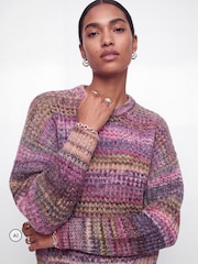 JJXX Purple Striped Space-Dye Crew Neck Knit Jumper - Image 1 of 4