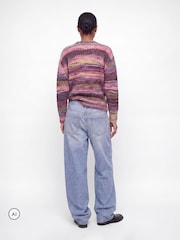 JJXX Purple Striped Space-Dye Crew Neck Knit Jumper - Image 2 of 4