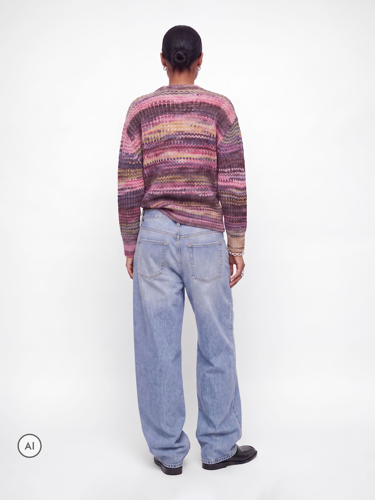 JJXX Purple Striped Space-Dye Crew Neck Knit Jumper - Image 2 of 4 JJXX Purple Striped Space-Dye Crew Neck Knit Jumper - Image 2 of 4