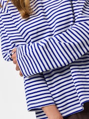 Alb și albastru - PIECES Long Sleeve Jersey Relaxed Top - Imaginea 4 din 6