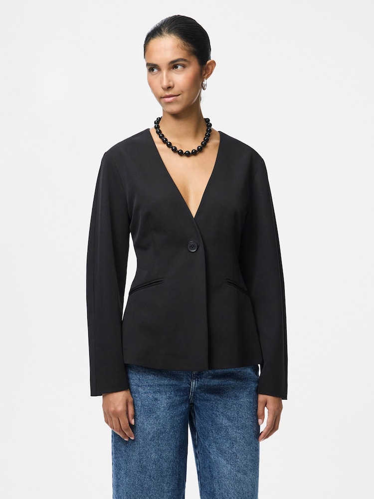 PIECES Black Fitted Blazer - Image 1 of 7