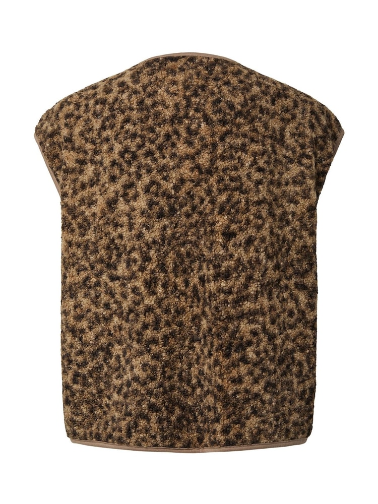 PIECES Brown Leopard Animal Print Teddy Vest - Image 6 of 6 PIECES Brown Leopard Animal Print Teddy Vest - Image 6 of 6