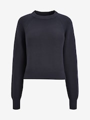 French Connection Blue Crew Neck 100% Cotton Lilly Mozart Jumper - Image 2 of 3