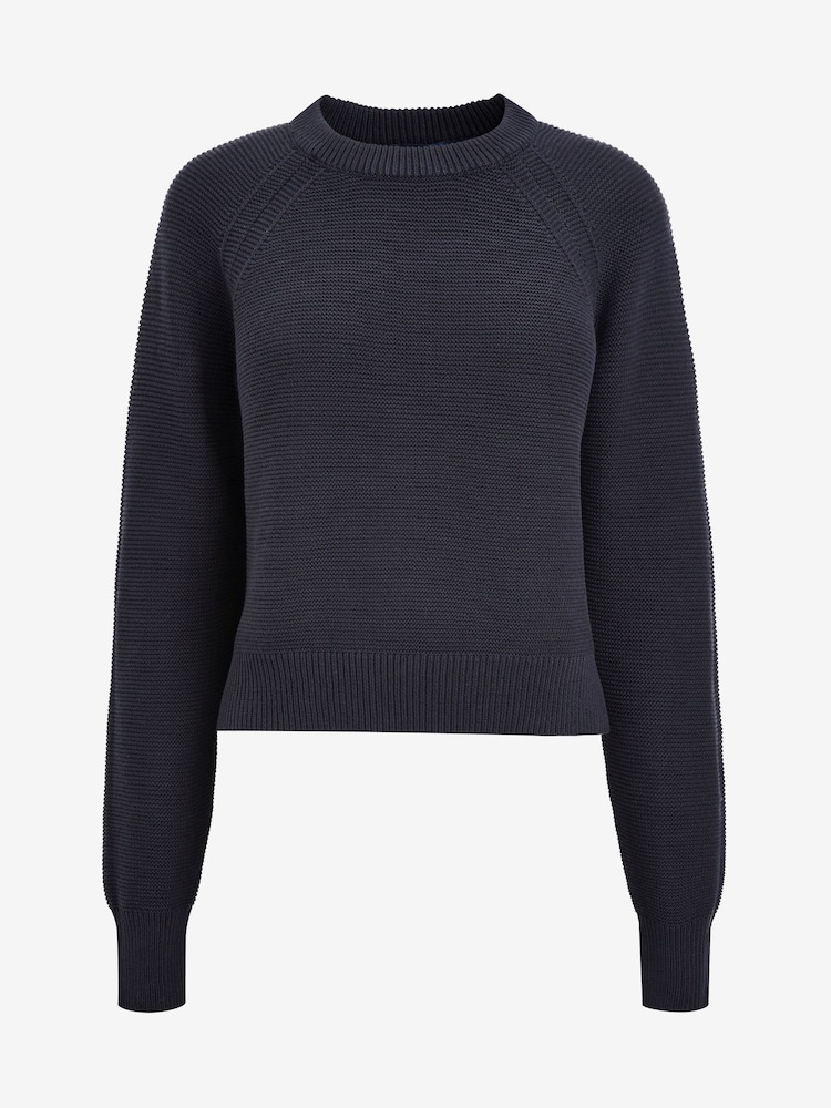French Connection Blue Crew Neck 100% Cotton Lilly Mozart Jumper - Image 2 of 3