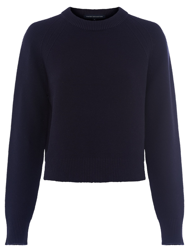 French Connection Blue Crew Neck 100% Cotton Lilly Mozart Jumper - Image 3 of 3
