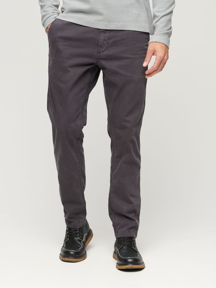Superdry Grey Slim Officers Chinos Trousers - Image 1 of 1