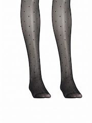 JJXX Black Polka Dot Print 20 Den Tights 2 Pack - Image 1 of 4
