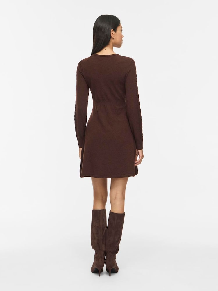 VILA Brown Cable Knit Mini Dress - Image 2 of 4