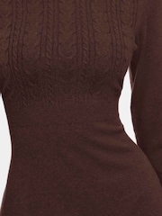 VILA Brown Cable Knit Mini Dress - Image 3 of 4