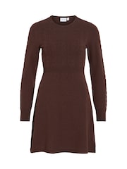VILA Brown Cable Knit Mini Dress - Image 4 of 4
