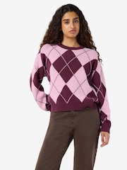 NOISY MAY Argyle Knit Jumper - Image 4 sur 6