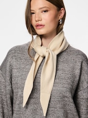 PIECES White Knitted Triangle Scarf - Image 1 of 2