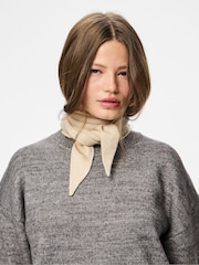 PIECES White Knitted Triangle Scarf - Image 2 of 2