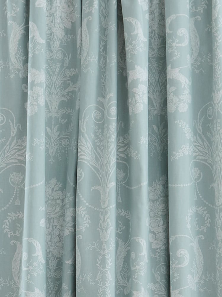 Laura Ashley Duck Egg Blue Josette Blackout 100% Cotton Lined Pencil Pleat Curtains - Image 3 of 3