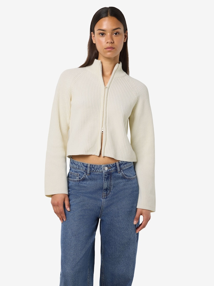 NOISY MAY Double Zip Mockneck Knitted Cardigan - Bild 1 von 6 NOISY MAY Double Zip Mockneck Knitted Cardigan - Bild 1 von 6