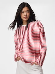 PIECES White Long Sleeve Jersey Relaxed Top - Image 1 of 6