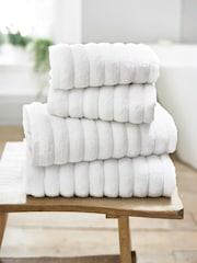 The Lyndon Company White Ribbleton 100% Cotton Plush Ribbed Towel - Image 1 of 2