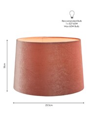 Laura Ashley Pink Velvet Empire Drum Easyfit Nigella Lamp Shade - Image 7 of 8