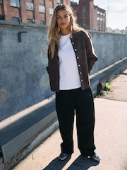 NOISY MAY Brown Denim Relaxed Shacket - Image 1 of 12